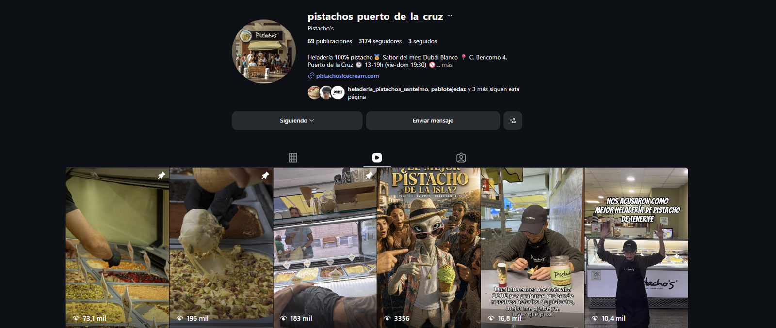 Perfil de @pistachos_puerto_de_la_cruz en Instagram